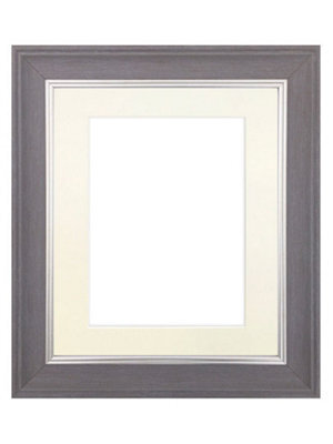 Frames By Post Scandi Slate Grey Frame With Ivory Mount For Image Size A2 - image 1