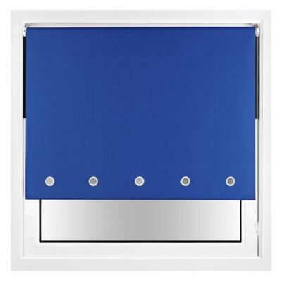 Furnished Thermal Blackout Roller Blinds With Round Eyelets & Metal Fittings - Blue (W)85Cm (L)165Cm