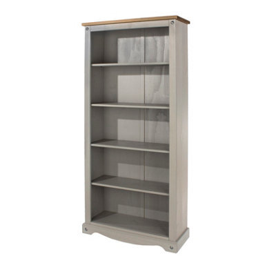 Core Products Tall Bookcase Premium Corona Grey Wax & Antique Wax Top H177.6Cm X W80.0Cm X D29.6Cm - image 1