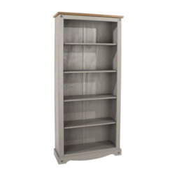 Core Products Tall Bookcase Premium Corona Grey Wax & Antique Wax Top H177.6Cm X W80.0Cm X D29.6Cm - thumbnail 3