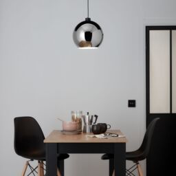 GoodHome Pocyon Chrome Effect Pendant Semi-Circle Light Shade (D)28Cm - thumbnail 2