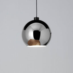 GoodHome Pocyon Chrome Effect Pendant Semi-Circle Light Shade (D)28Cm - thumbnail 1