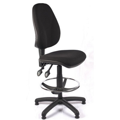 High Back Draughtsman Chair In Black Fabric - image 1