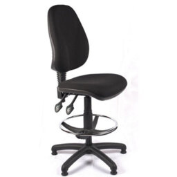 High Back Draughtsman Chair In Black Fabric - thumbnail 1