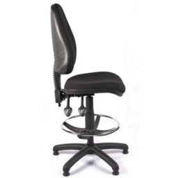 High Back Draughtsman Chair In Black Fabric - thumbnail 4