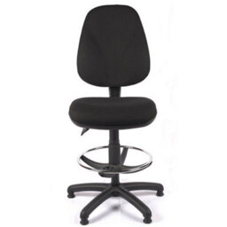 High Back Draughtsman Chair In Black Fabric - thumbnail 3