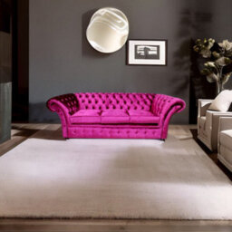 Chesterfield 3 Seater Sofa Settee Velvet Fuchsia Pink Fabric In Balmoral Style - thumbnail 5
