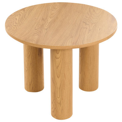 Wyld And Coco Retro Round Coffee Table 60Cm Light Brown Wood Veneer - Compact Matt Finish - image 1