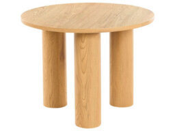 Wyld And Coco Retro Round Coffee Table 60Cm Light Brown Wood Veneer - Compact Matt Finish - thumbnail 3