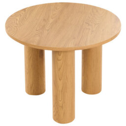 Wyld And Coco Retro Round Coffee Table 60Cm Light Brown Wood Veneer - Compact Matt Finish - thumbnail 1