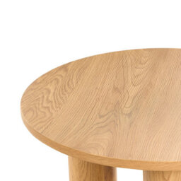 Wyld And Coco Retro Round Coffee Table 60Cm Light Brown Wood Veneer - Compact Matt Finish - thumbnail 5