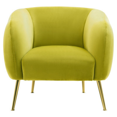 Orsina Olive Velvet Arm Chair, Tufted Velvet Upholstered Accent Chair, Comfortable Armchair For Home, Office - image 1