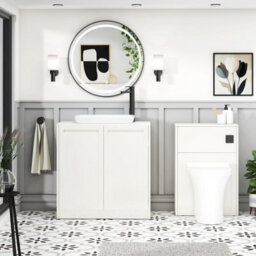 Royal Bathrooms Royal Bathroom Elmore 800mm Classic White Freestanding Countertop Bathroom Vanity Unit 2 Door With Qubix Basin - thumbnail 5