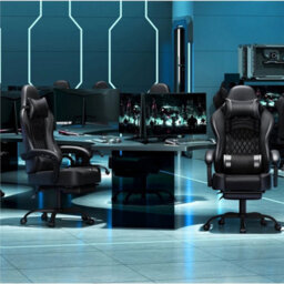Full Black Massage Gaming Chair Swivel Ergonomic Computer Chair Office Chair With Footrest - thumbnail 4