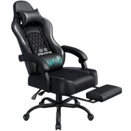 Full Black Massage Gaming Chair Swivel Ergonomic Computer Chair Office Chair With Footrest - thumbnail 1