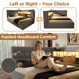 Btm 3Ft Daybed With Hydraulic Storage, Usb/type-C Charging, Linen Grey (No Mattress) - thumbnail 7
