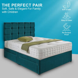 Dining Tables Rio Matching Headboard Divan Set, 2 Drawer On Same Side With Sprung 1500 Comfort Mattress - Double - thumbnail 2
