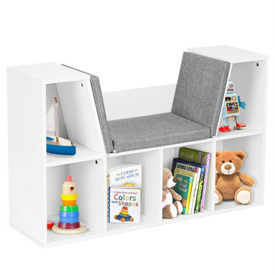 Costway Modern Storage Shelf Bookcase Cube Bookshelf Organizer Cabinet With Seat Cushion - image 1