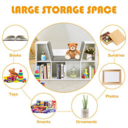 Costway Modern Storage Shelf Bookcase Cube Bookshelf Organizer Cabinet With Seat Cushion - thumbnail 5