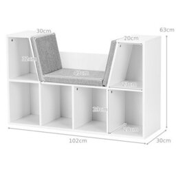 Costway Modern Storage Shelf Bookcase Cube Bookshelf Organizer Cabinet With Seat Cushion - thumbnail 2