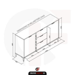 Creative Furniture Goldline Gloss Sideboard 140Cm - Glossy Black - thumbnail 9