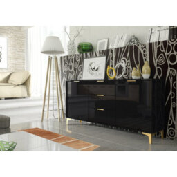 Creative Furniture Goldline Gloss Sideboard 140Cm - Glossy Black - thumbnail 8