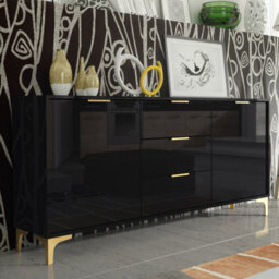 Creative Furniture Goldline Gloss Sideboard 140Cm - Glossy Black