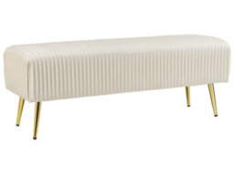 Beliani Glamour Velvet Bench Off-White With Gold Metal Legs, 118 X 40 Cm - thumbnail 3