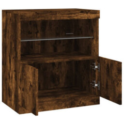 Berkfield Sideboard With Led Lights Smoked Oak 60X37X67 Cm - thumbnail 7