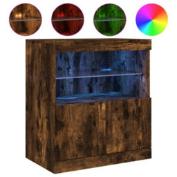 Berkfield Sideboard With Led Lights Smoked Oak 60X37X67 Cm - thumbnail 2