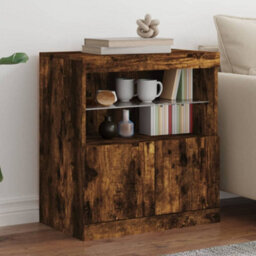 Berkfield Sideboard With Led Lights Smoked Oak 60X37X67 Cm - thumbnail 1