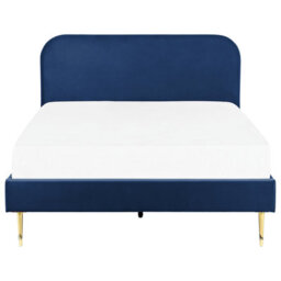 Beliani Bed Velvet Flayat 140 X 200 Cm (Eu Double) Navy Blue - thumbnail 4