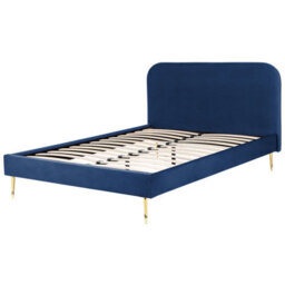 Beliani Bed Velvet Flayat 140 X 200 Cm (Eu Double) Navy Blue - thumbnail 5