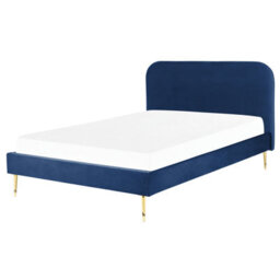 Beliani Bed Velvet Flayat 140 X 200 Cm (Eu Double) Navy Blue - thumbnail 1