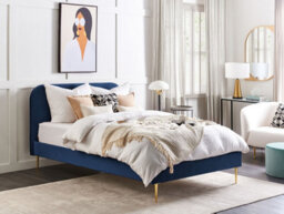 Beliani Bed Velvet Flayat 140 X 200 Cm (Eu Double) Navy Blue - thumbnail 2