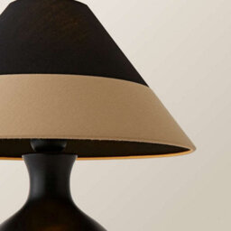 Valuelights Rupert Black Table Lamp With Two Tone Cone Tapered Shade And Bulb - thumbnail 5
