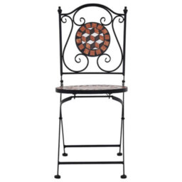 Berkfield Mosaic Bistro Chairs 2 Pcs Brown Ceramic - thumbnail 3