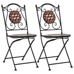 Berkfield Mosaic Bistro Chairs 2 Pcs Brown Ceramic - thumbnail 1