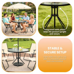 4 Seater Cream Patio Dining Set With Parasol Garden Table And Chairs Set With 4 Foldable Chairs - thumbnail 9