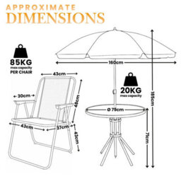 4 Seater Cream Patio Dining Set With Parasol Garden Table And Chairs Set With 4 Foldable Chairs - thumbnail 2