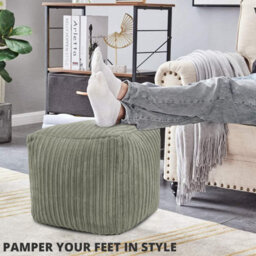 istyle mode Jumbo Cord Footstool Pouffe, Mink Corduroy Ottoman Bean Bags 40Cm X 40Cm - thumbnail 4