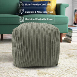 istyle mode Jumbo Cord Footstool Pouffe, Mink Corduroy Ottoman Bean Bags 40Cm X 40Cm - thumbnail 6