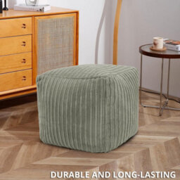 istyle mode Jumbo Cord Footstool Pouffe, Mink Corduroy Ottoman Bean Bags 40Cm X 40Cm - thumbnail 3