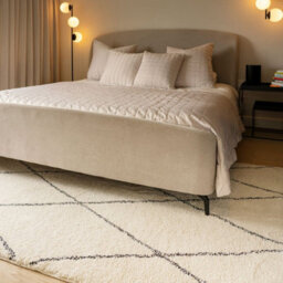 Loomed Machine Washable Shaggy Rug Beige Trellis Fluffy Mats 60Cm X 240Cm - thumbnail 3