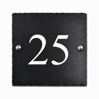 Rustic Slate House Number 25 With White Infill (15 X 15Cm) - image 1