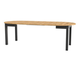Impact Furniture Dining Kitchen Table Small Round Extendable To Oval Oak And Black 4 To 12 Seater Extending  105Cm To 150Cm To 195Cm To 240Cm Indus - thumbnail 8