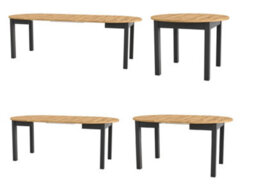 Impact Furniture Dining Kitchen Table Small Round Extendable To Oval Oak And Black 4 To 12 Seater Extending  105Cm To 150Cm To 195Cm To 240Cm Indus - thumbnail 4