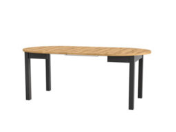 Impact Furniture Dining Kitchen Table Small Round Extendable To Oval Oak And Black 4 To 12 Seater Extending  105Cm To 150Cm To 195Cm To 240Cm Indus - thumbnail 7