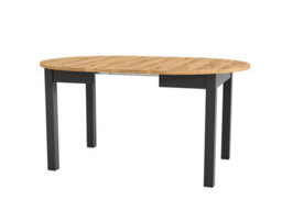 Impact Furniture Dining Kitchen Table Small Round Extendable To Oval Oak And Black 4 To 12 Seater Extending  105Cm To 150Cm To 195Cm To 240Cm Indus - thumbnail 6