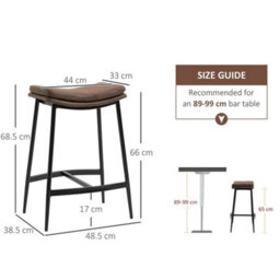 Bar Stools Set Of 2 Upholstered Barstools  Curved Seat Brown - thumbnail 2